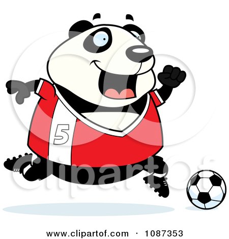 Clipart Chubby Panda Playing Soccer - Royalty Free Vector Illustration by Cory Thoman