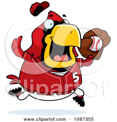 Clipart Chubby Cardinal Playing Baseball - Royalty Free Vector Illustration by Cory Thoman