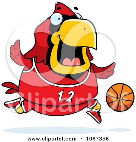 Clipart Chubby Cardinal Playing Basketball - Royalty Free Vector Illustration by Cory Thoman