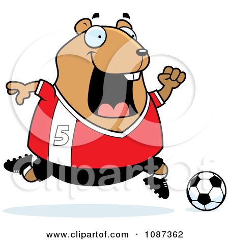 Clipart Chubby Hamster Playing Soccer - Royalty Free Vector Illustration by Cory Thoman