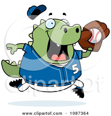 Clipart Chubby Lizard Playing Baseball - Royalty Free Vector Illustration by Cory Thoman