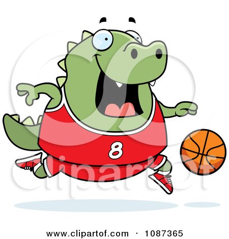 Clipart Chubby Lizard Playing Basketball - Royalty Free Vector Illustration by Cory Thoman