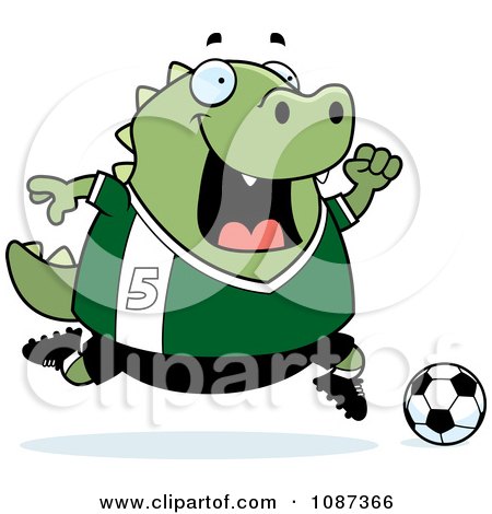 Clipart Chubby Lizard Playing Soccer - Royalty Free Vector Illustration by Cory Thoman