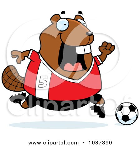 Clipart Chubby Badger Playing Soccer - Royalty Free Vector Illustration by Cory Thoman