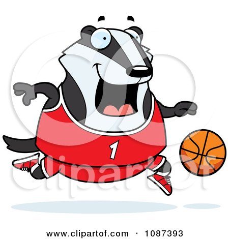 Clipart Chubby Badger Playing Basketball - Royalty Free Vector Illustration by Cory Thoman