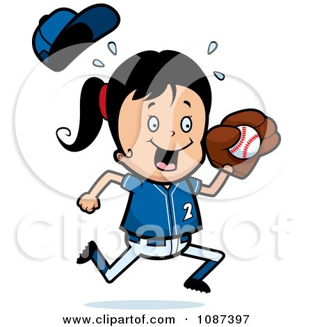 Clipart Softball Baseball Girl Catching A Ball - Royalty Free Vector Illustration by Cory Thoman