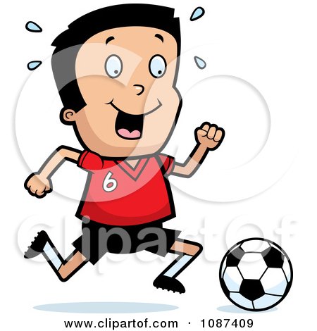 Clipart Athletic Boy Playing Soccer - Royalty Free Vector Illustration by Cory Thoman