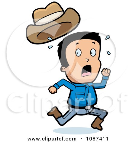 Clipart Scared Cowboy Losing His Hat While Running Away - Royalty Free Vector Illustration by Cory Thoman