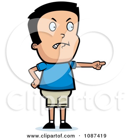 Clipart Mad Boy Angrily Pointing - Royalty Free Vector Illustration by Cory Thoman