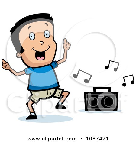 Clipart Happy Boy Dancing To Music - Royalty Free Vector Illustration by Cory Thoman