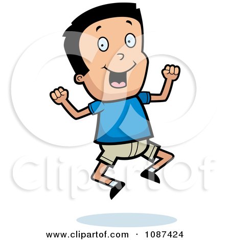 Clipart Excited Boy Jumping - Royalty Free Vector Illustration by Cory Thoman