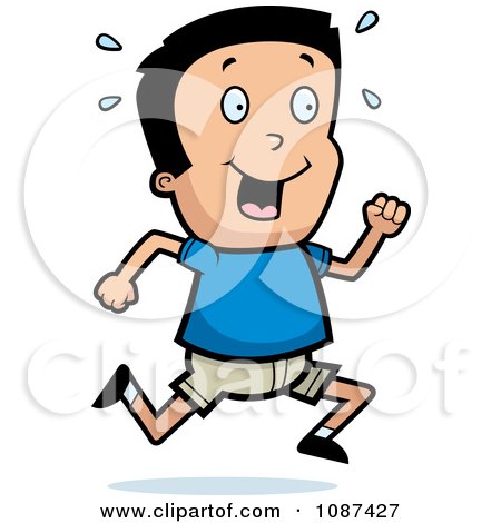 Clipart Happy Boy Running - Royalty Free Vector Illustration by Cory Thoman