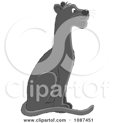 Clipart Seated Black Panther - Royalty Free Vector Illustration by Alex Bannykh