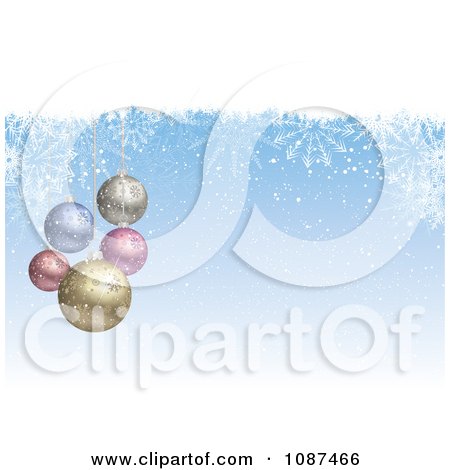 Clipart Blue Snowflake And 3d Pastel Ornament Christmas Background - Royalty Free Vector Illustration by KJ Pargeter