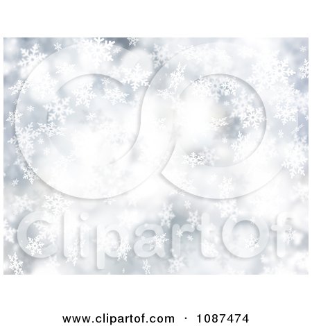Clipart Silver Falling Snowflake Background - Royalty Free Illustration by KJ Pargeter