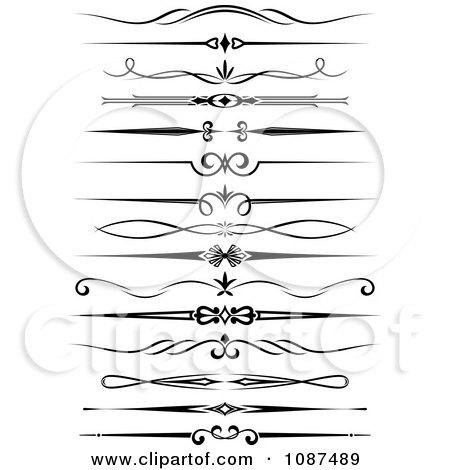 Clipart Black And White Ornate Rule And Border Design Elements 3 - Royalty Free Vector Illustration by Vector Tradition SM
