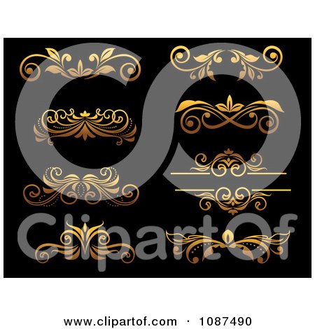 Clipart Ornate Golden Flourish Border Design Elements 1 - Royalty Free Vector Illustration by Vector Tradition SM