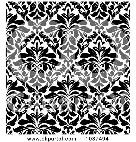 Clipart Seamless Black And White Floral Diamond Pattern Background 1 - Royalty Free Vector Illustration by Vector Tradition SM