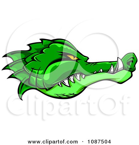 Clipart Tough Green Alligator Head Profile - Royalty Free Vector Illustration by Vector Tradition SM