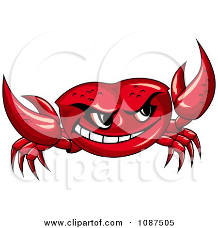 Clipart Evil Red Crab Holding Up His Pincers - Royalty Free Vector Illustration by Vector Tradition SM