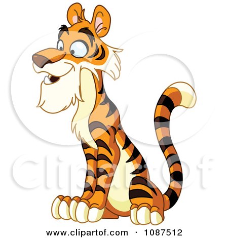 Clipart Curious Tiger Sitting - Royalty Free Vector Illustration by yayayoyo