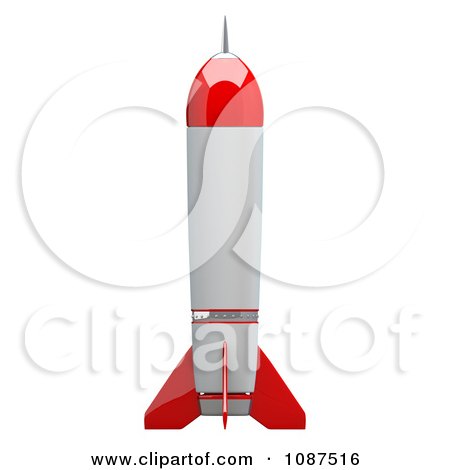 Clipart 3d Red And White Space Rocket Shuttle - Royalty Free CGI Illustration by Leo Blanchette