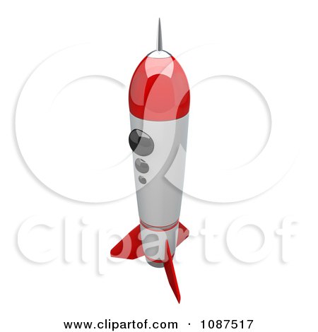 Clipart 3d Red And White Space Exploration Rocket Shuttle - Royalty Free CGI Illustration by Leo Blanchette