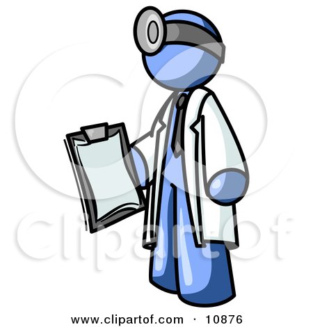 Blue Male Doctor Holding a Clipboard Clipart Illustration by Leo Blanchette
