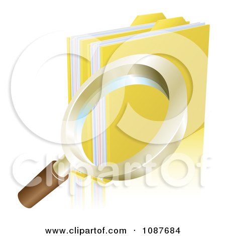 Clipart 3d Magnifying Glass Searching Folder Archives - Royalty Free Vector Illustration by AtStockIllustration