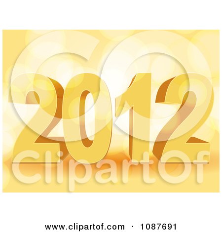 Clipart 3d Orange New Year 2012 Over Light Flares - Royalty Free Vector Illustration by elaineitalia