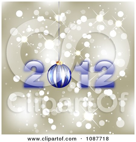 Clipart Blue New Year 2012 And Bauble On Gold Sparkles - Royalty Free Illustration by vectorace