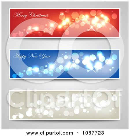 Clipart Red Blue And Gold Christmas And New Year Website Sparkle Banners - Royalty Free Vector Illustration by vectorace