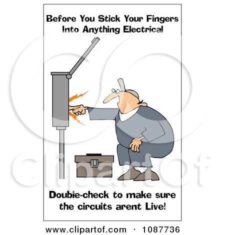 Clipart Electrician With A Safety Warning - Royalty Free Illustration by djart