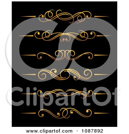 Clipart Golden Flourish Rule And Border Design Elements 3 - Royalty Free Vector Illustration by Vector Tradition SM