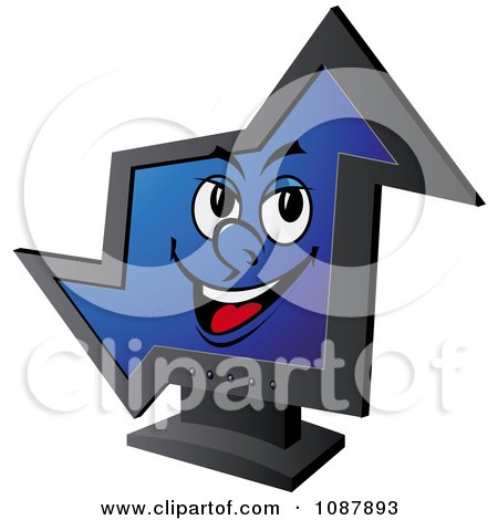 Clipart Smiling Computer Monitor In The Shape Of An Arrow - Royalty Free Vector Illustration by Vector Tradition SM