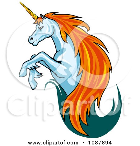 Clipart Leaping Unicorn With A Trail Of Teal - Royalty Free Vector Illustration by Vector Tradition SM