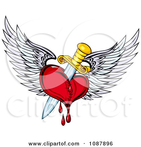 Clipart Bleeding Winged Heart Stabbed With A Dagger - Royalty Free Vector Illustration by Vector Tradition SM