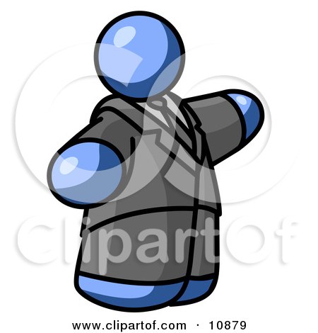 Blue Business Man in a Suit and Tie Clipart Illustration by Leo Blanchette