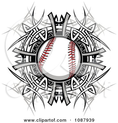 Clipart Baseball And Tribal Circle - Royalty Free Vector Illustration by Chromaco