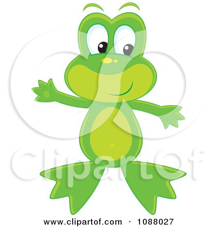 Clipart Cute Frog Waving - Royalty Free Vector Illustration by Alex Bannykh
