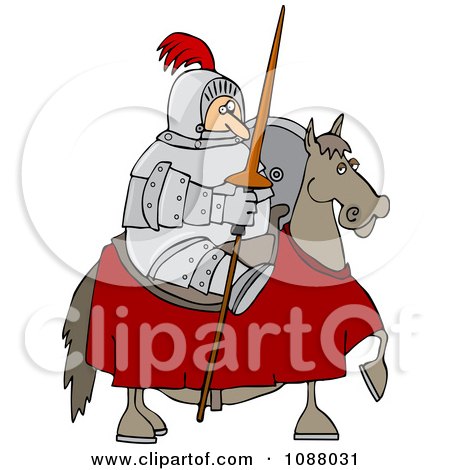 Clipart Jousting Knight Holding His Lance On His Horse - Royalty Free Vector Illustration by djart