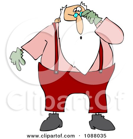 Clipart Santa Looking Shocked Over His Glasses - Royalty Free Vector Illustration by djart