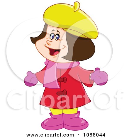 Clipart Happy Girl In Winter Apparel - Royalty Free Vector Illustration by yayayoyo