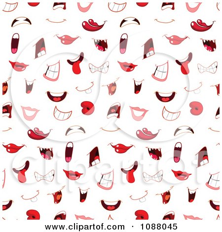 Clipart Seamless Pattern Background Of Mouths - Royalty Free Vector Illustration by yayayoyo