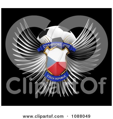 Clipart 3d Winged Czech Republic Shield And Soccer Ball - Royalty Free CGI Illustration by stockillustrations