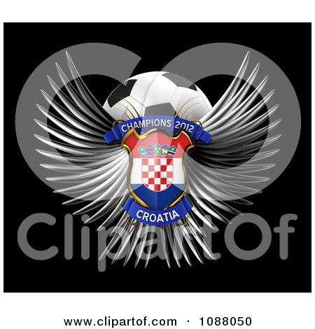Clipart 3d Winged Croatia Shield And Soccer Ball - Royalty Free CGI Illustration by stockillustrations