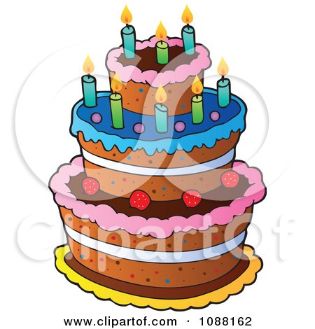 Clipart Birthday Cake With Eight Candles - Royalty Free Vector Illustration by visekart