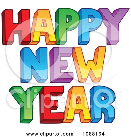 Clipart Colorful Happy New Year Greeting - Royalty Free Vector Illustration by visekart