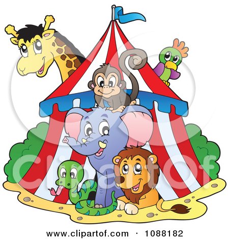Clipart Big Top Circus Tent And Animals - Royalty Free Vector Illustration by visekart