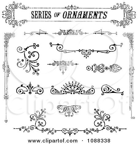 Clipart Ornate Black And White Design Element Ornaments - Royalty Free Vector Illustration by BestVector